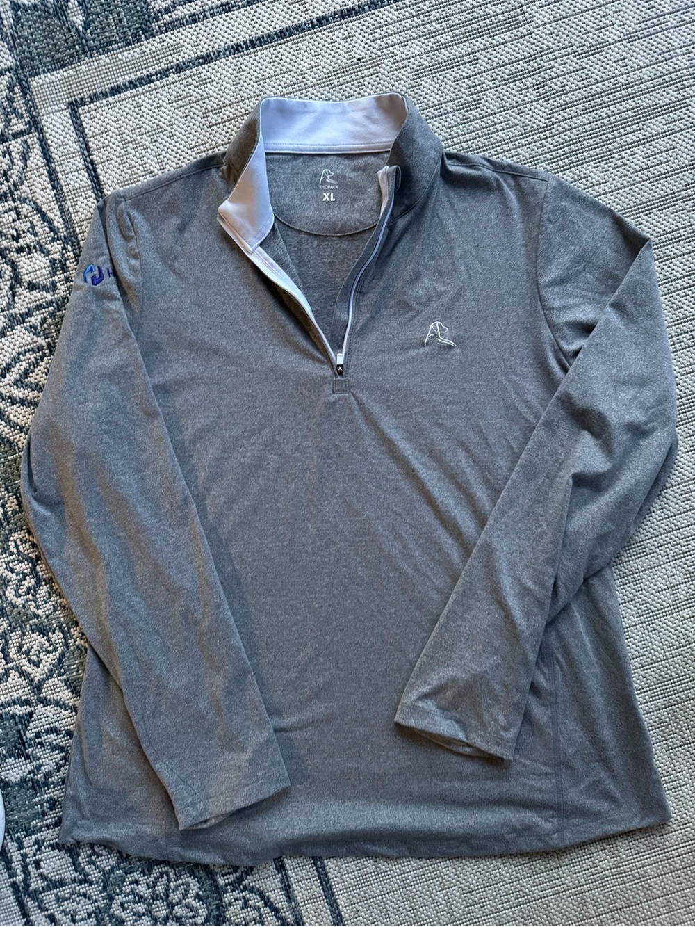 Rhoback Mens XL Gray Golf Performance Quarter Zip Stretch Pullover Company Logo